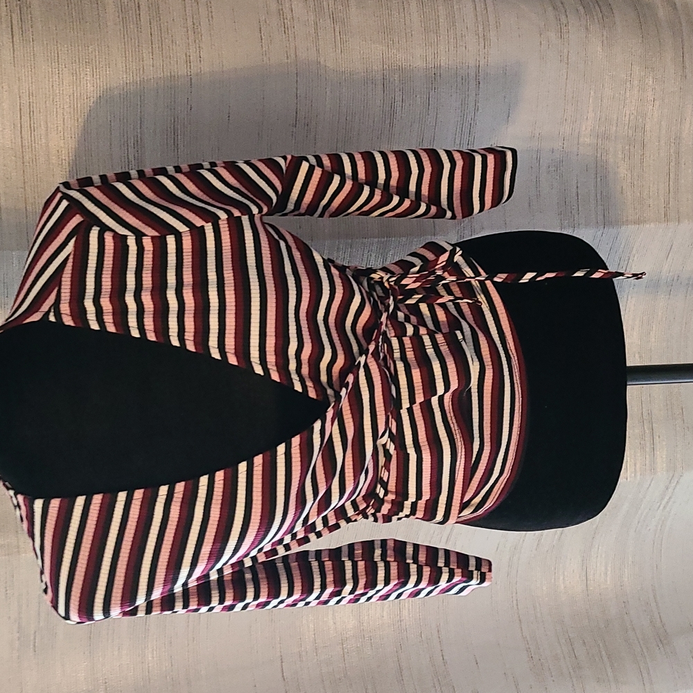 Forever21 Striped wrap blouse.